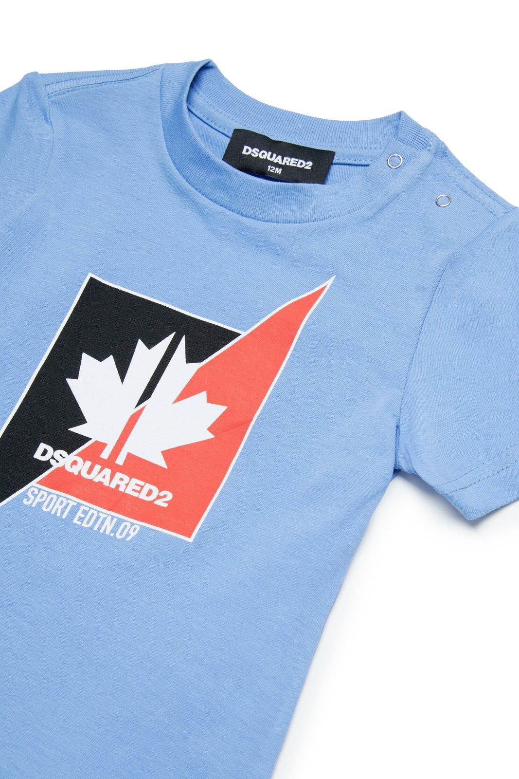 Shop Dsquared2 Logo-printed Crewneck T-shirt In Azzurro