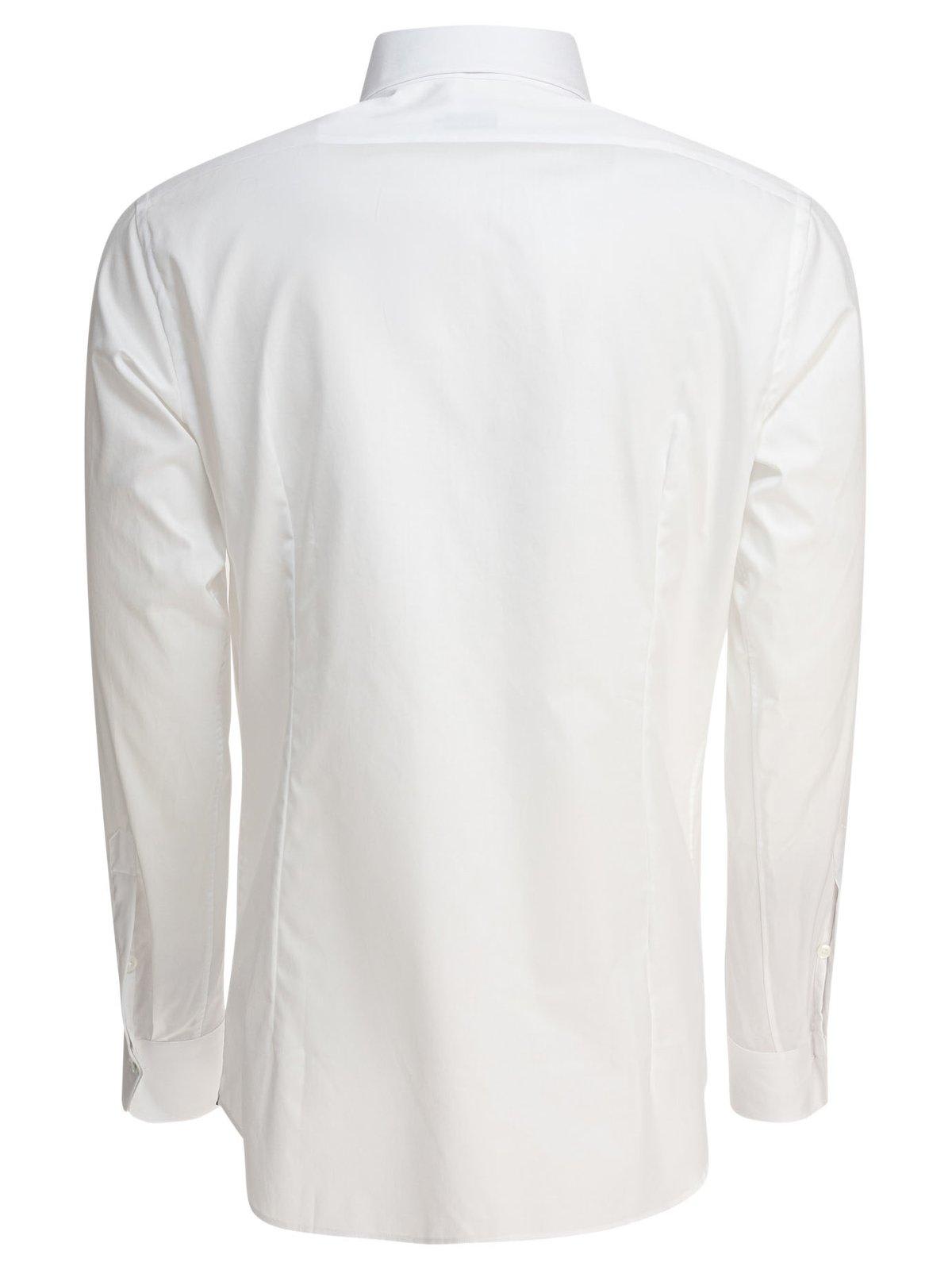 Shop Tagliatore Long-sleeved Curved Hem Shirt