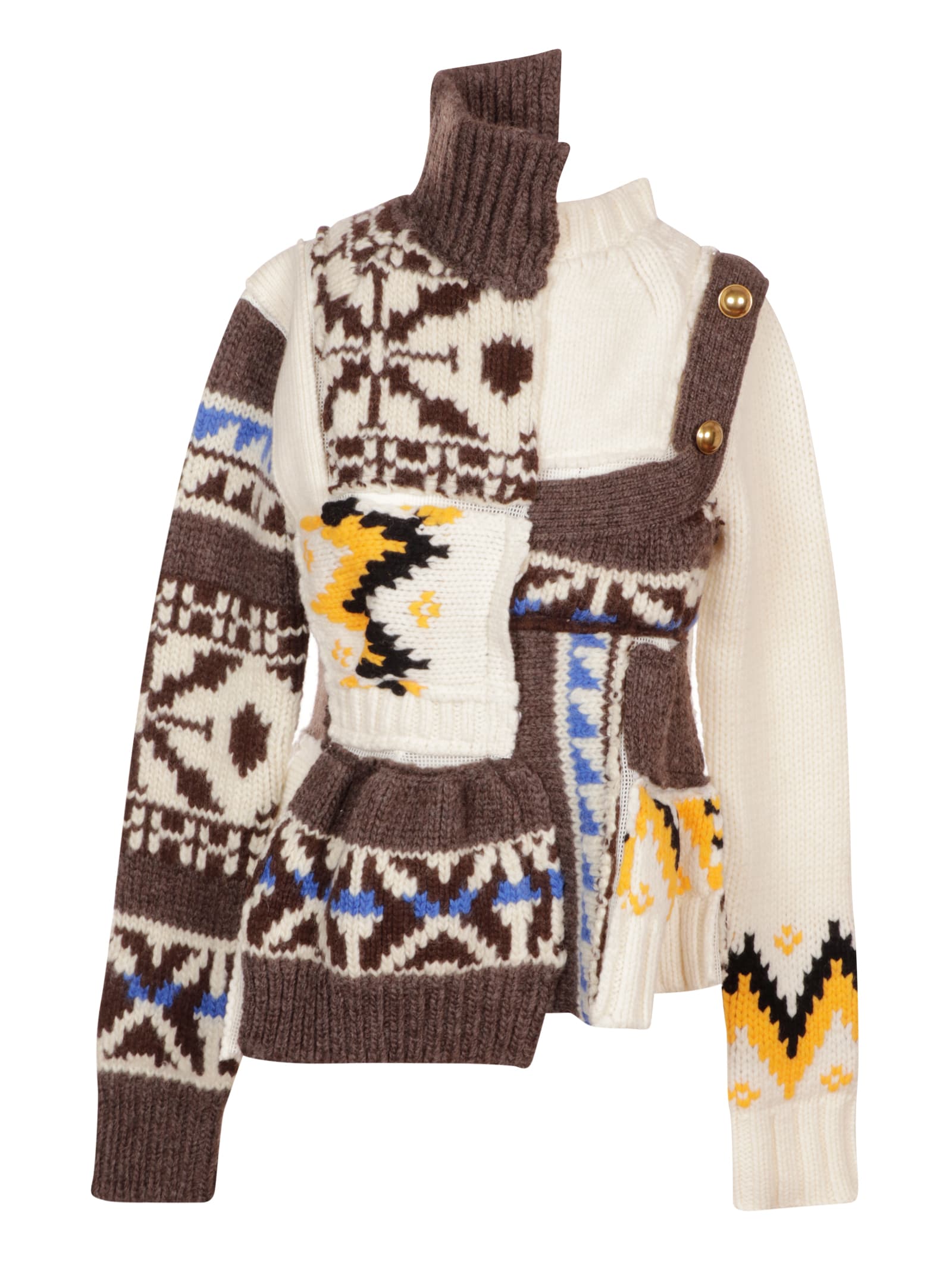 Sacai Nordic Patchwork Knit Pullover