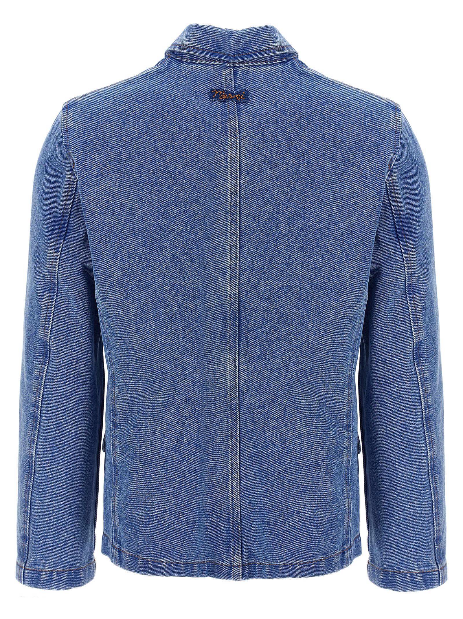 Shop Marni Bleached Coated Blazer In Blue