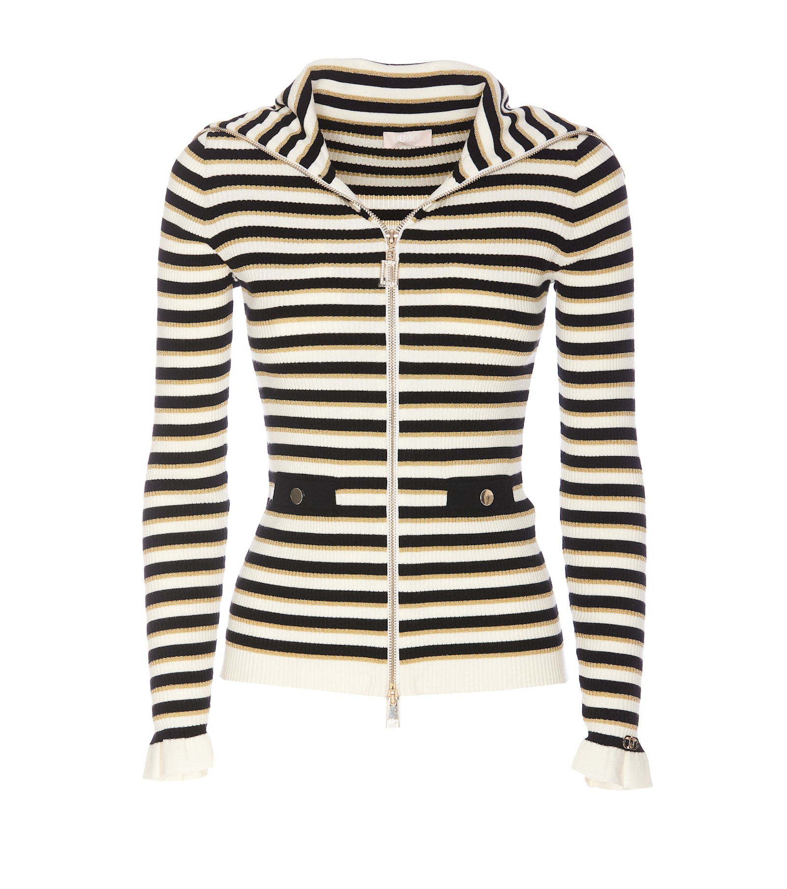 Shop Liu •jo Striped Sweater In Black