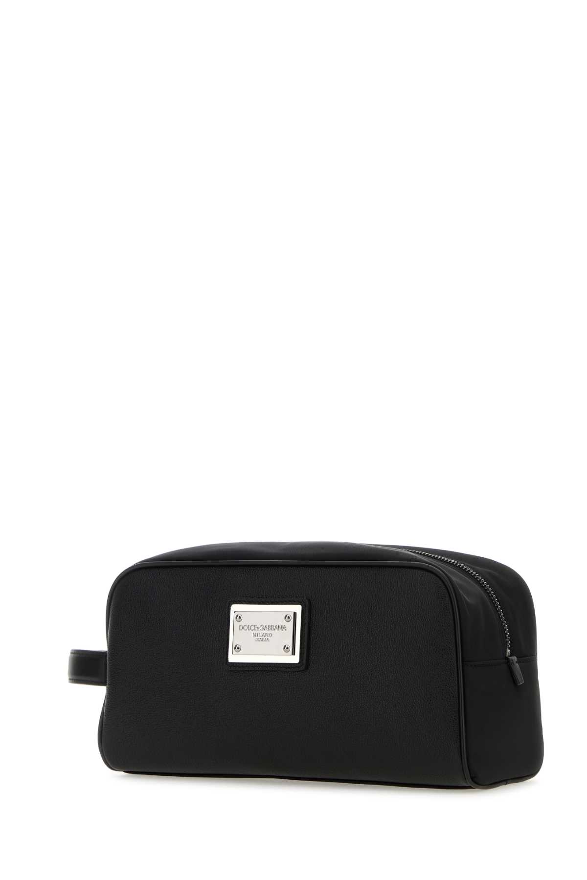 Shop Dolce & Gabbana Black Nylon And Leather Beauty Case In Neronero