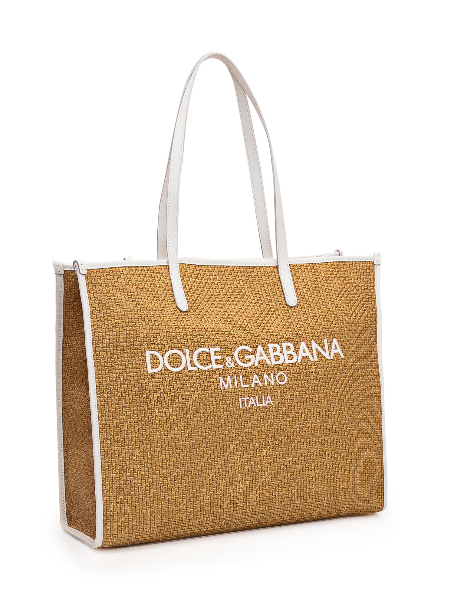 Shop Dolce & Gabbana Small Shopping Bag In Miele/latte