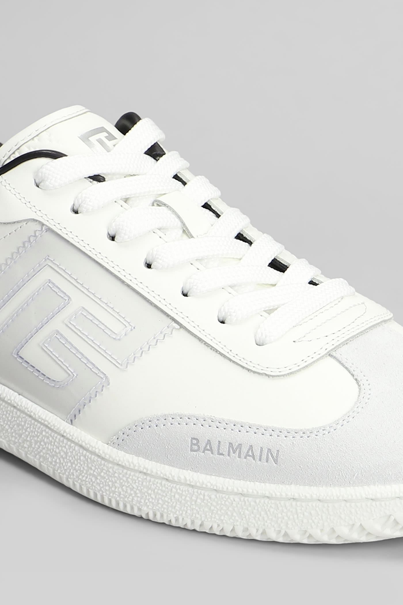 Balmain Swan Suede Sneakers In White Suede And Leather In White