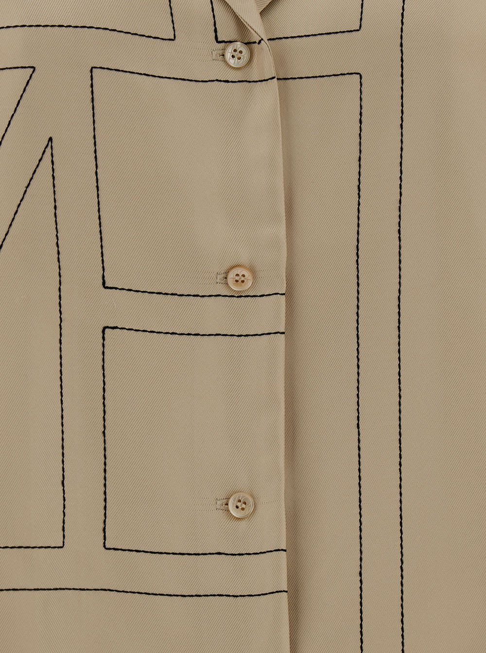 Shop Totême Beige Shirt With All-over Monogram Print In Silk Woman