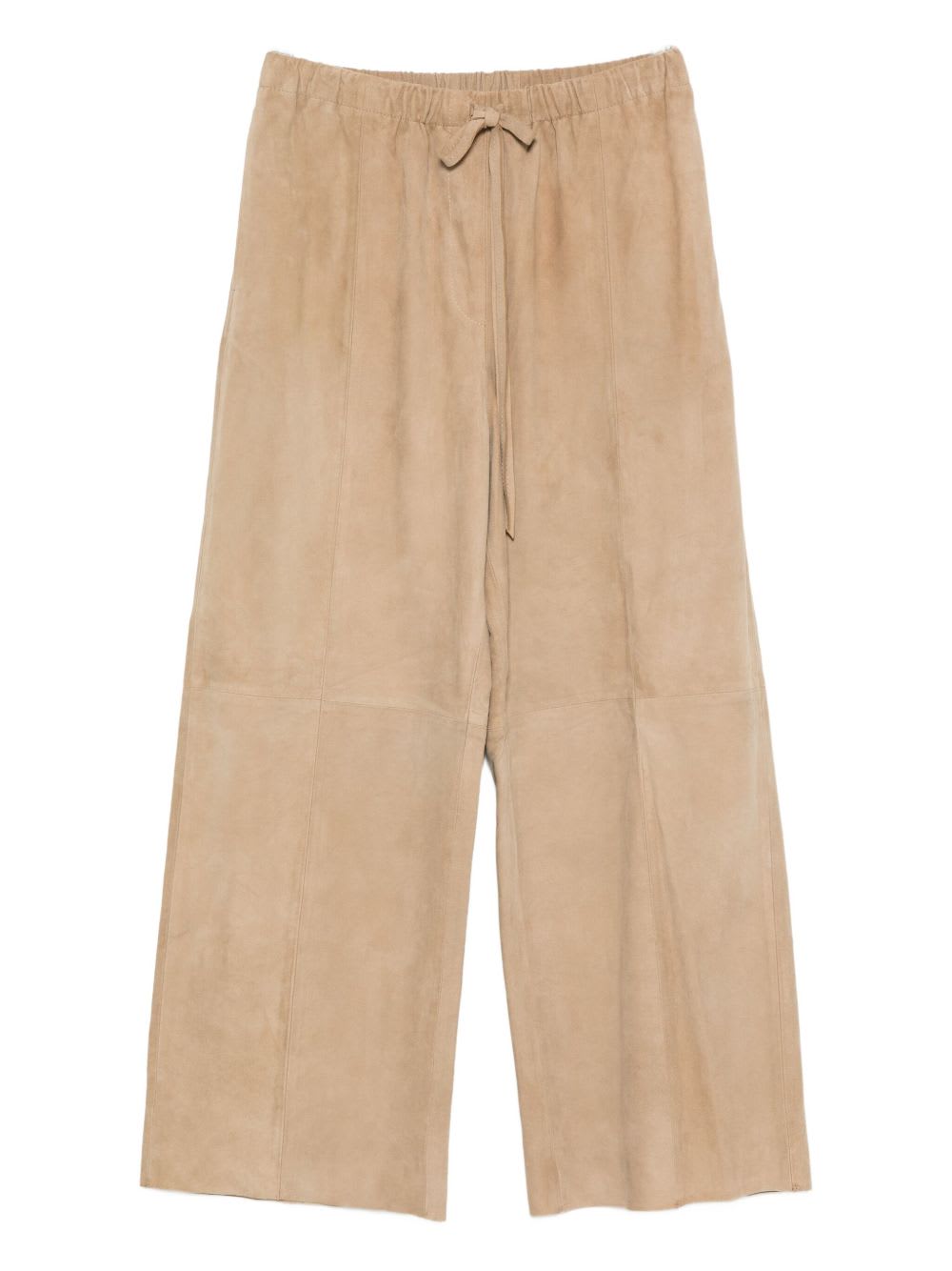 Alysi Suede Leather Trousers In Sand