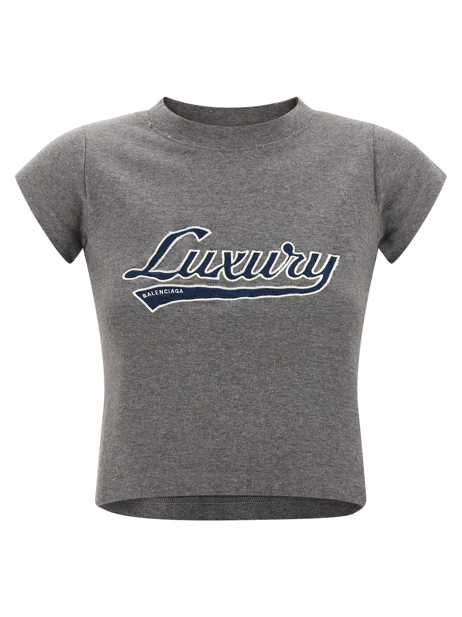 Balenciaga Casual Top With Short Sleeves And Print In Gray