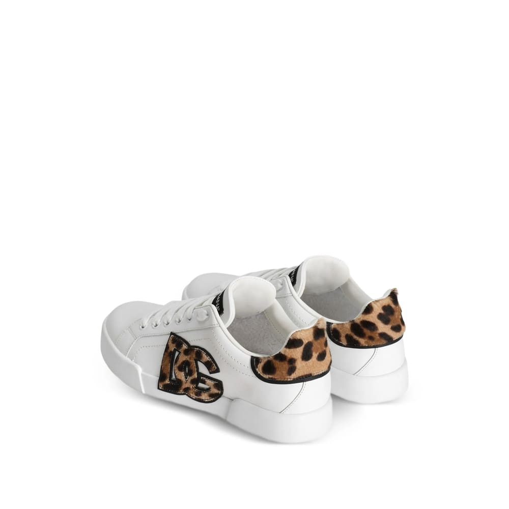 Dolce & Gabbana Portofino Light Strobel Nappa Calfskin Sneakers In White