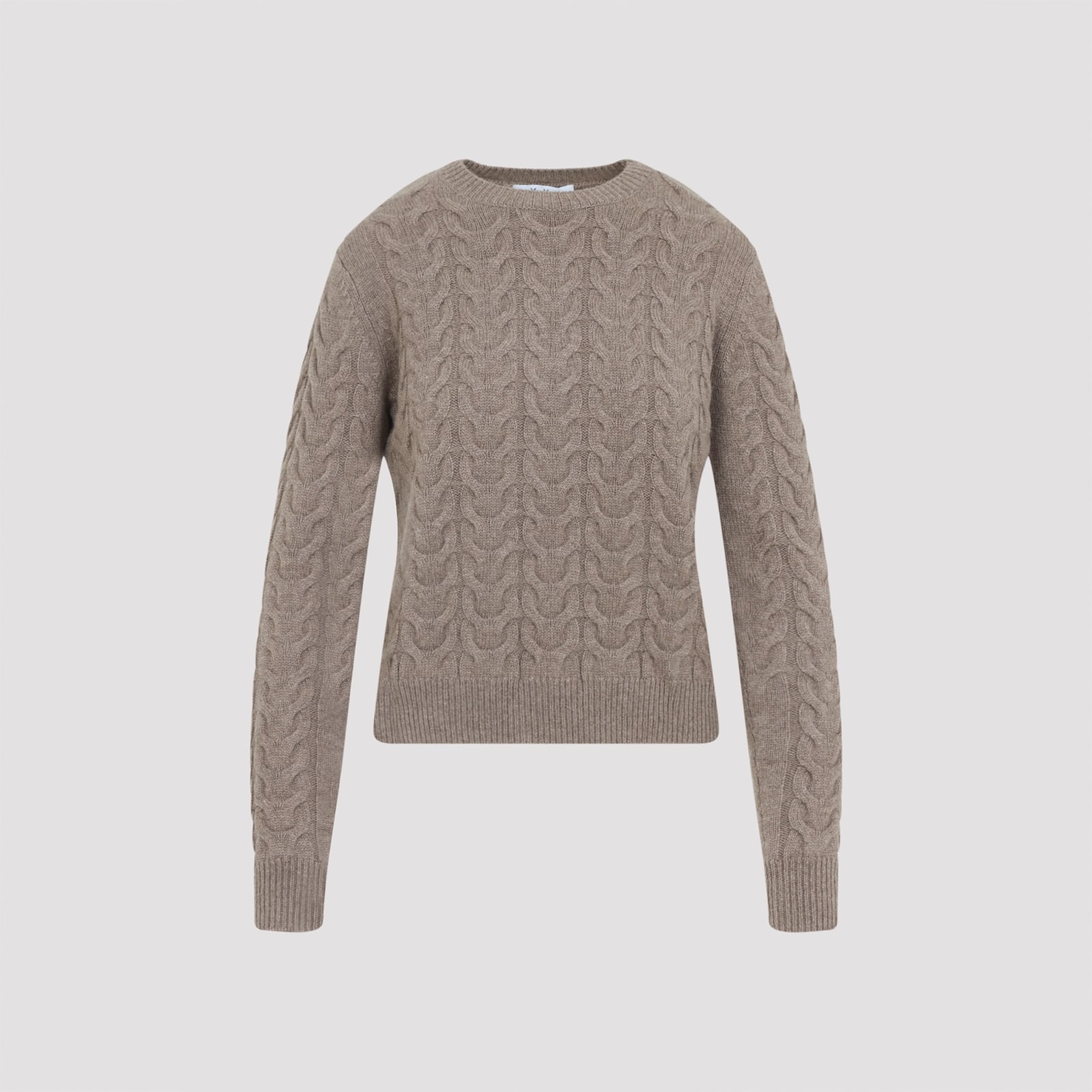 Max Mara Aramis Cable Knit Crew Neck Sweater In Gray