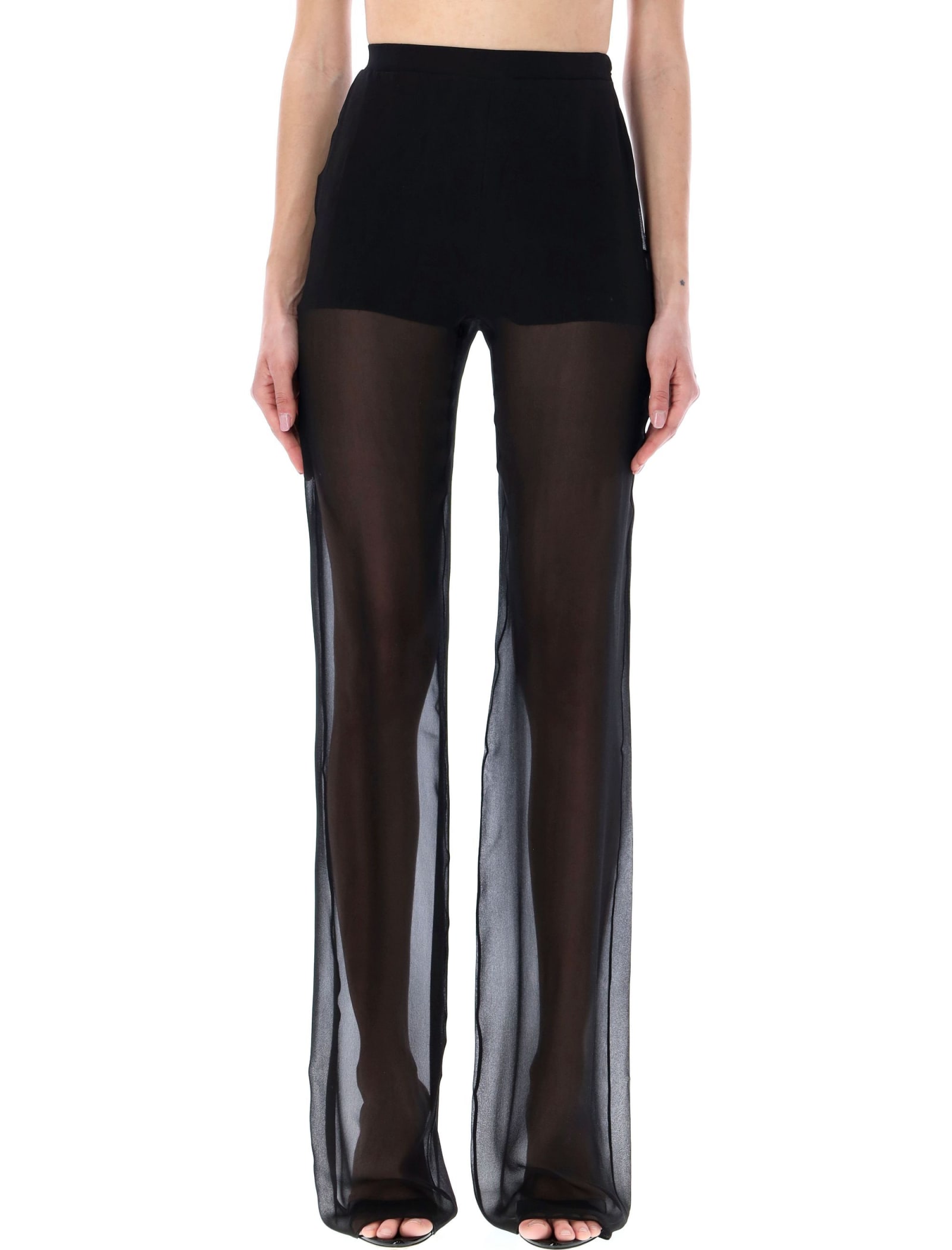 Nensi Dojaka Silk Georgette Sheer Flared Pants In Black