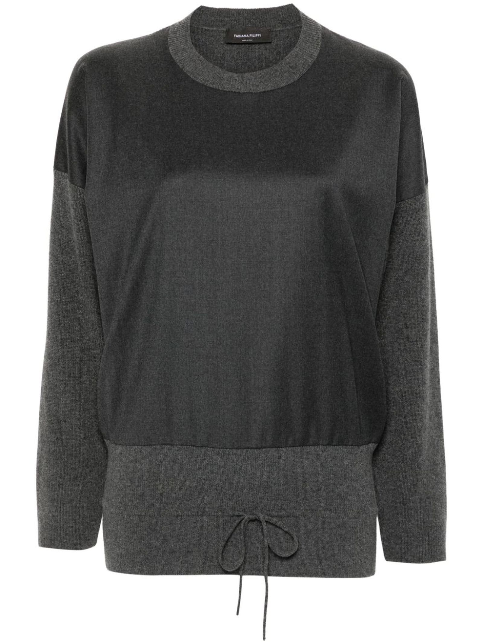 Shop Fabiana Filippi Dark Grey Merino-silk Blend Sweater