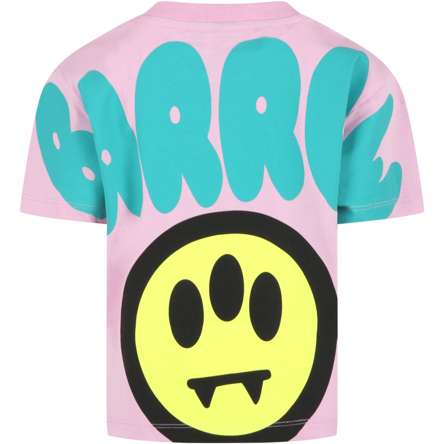 Barrow Pink T-shirt For Girl With Logo And Iconic Smiley
