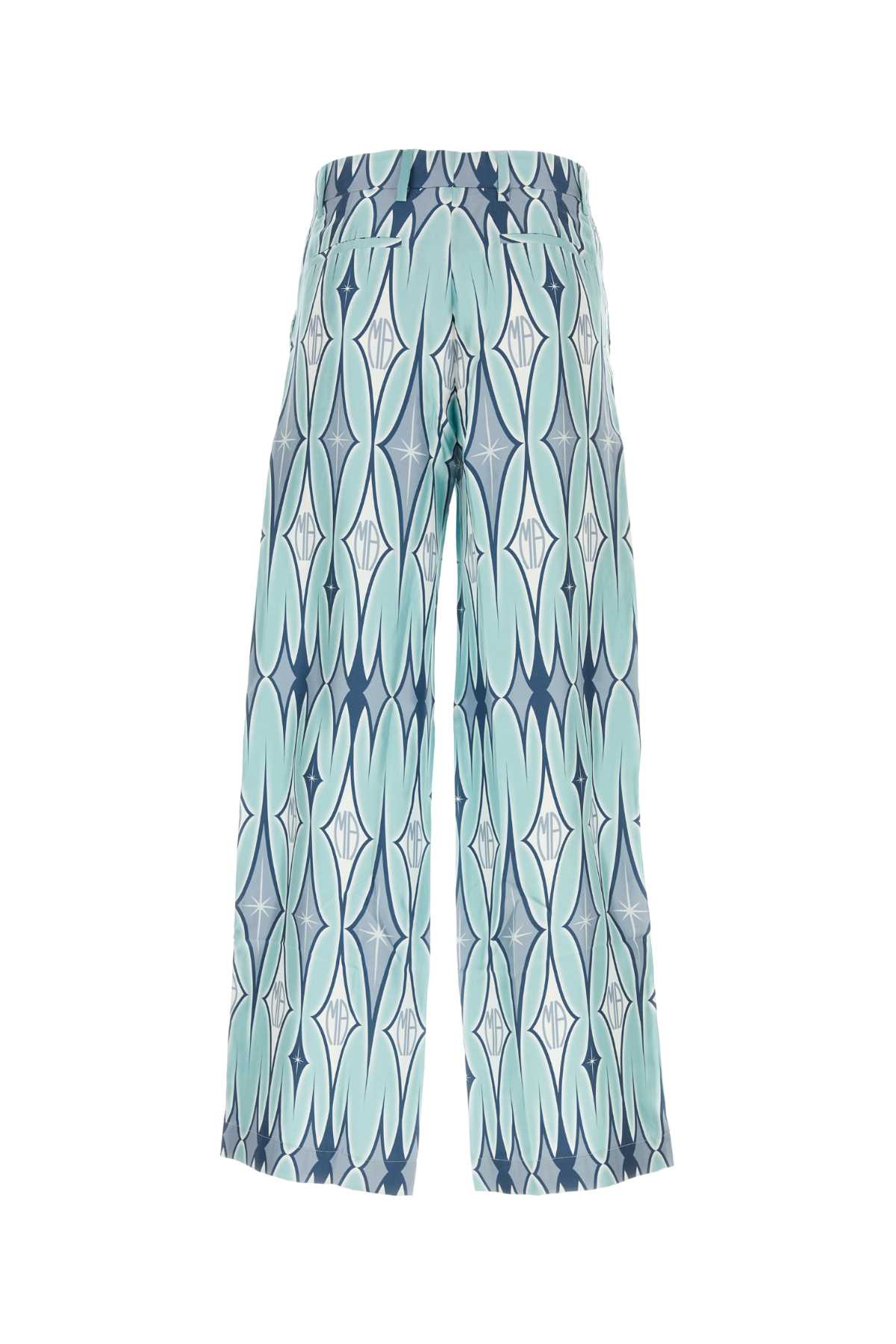 Shop Amiri Embroidered Silk Wide-leg Pant In Aquacotton