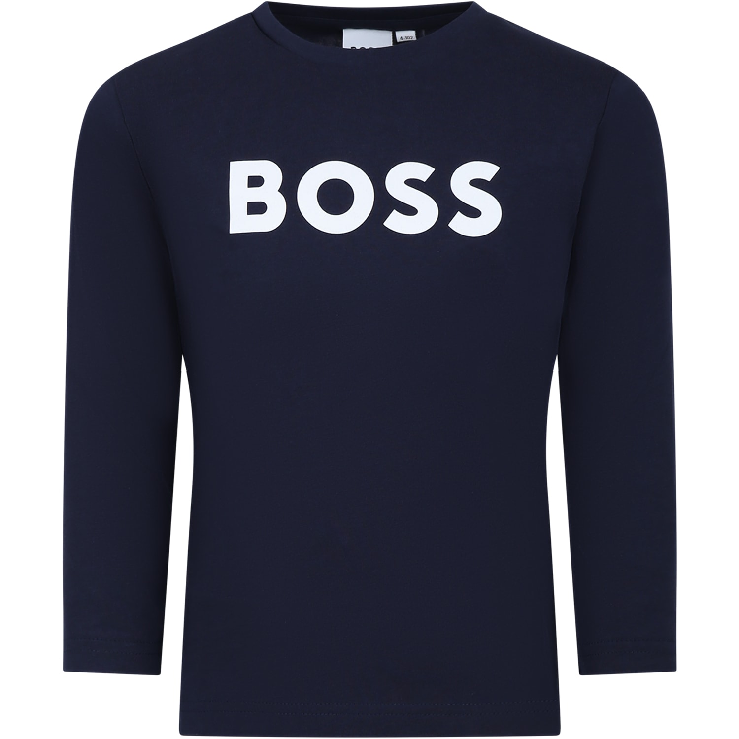 Hugo Boss Kids' Blue T-shirt For Boy With Logo In Black