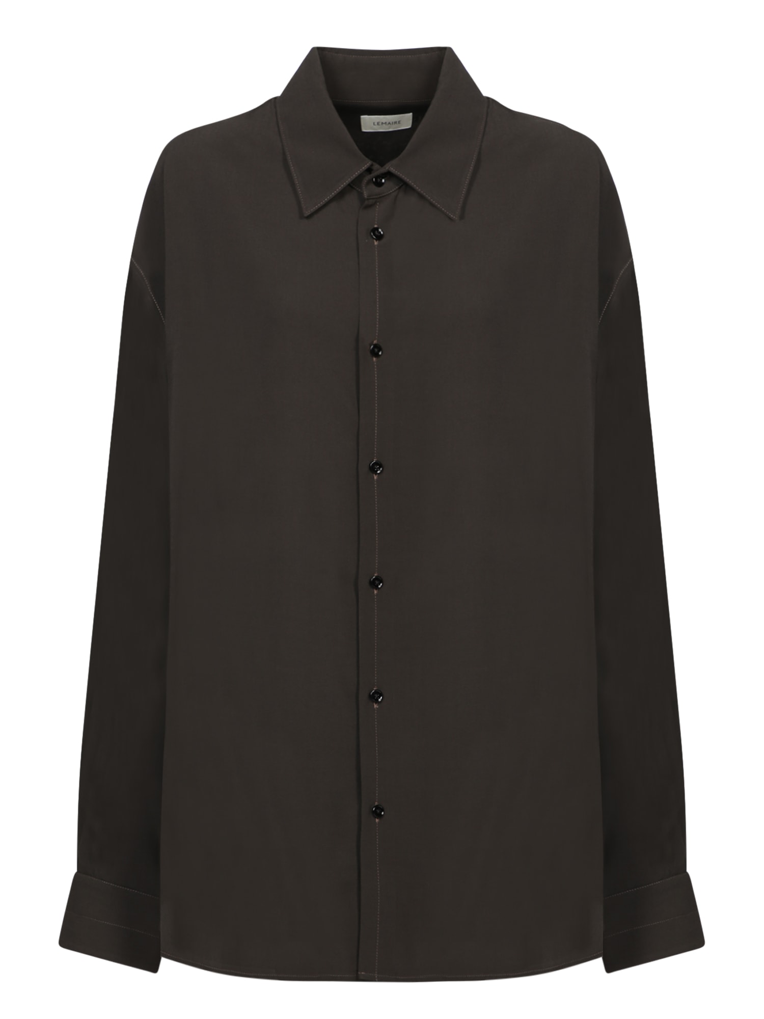 Lemaire Shirt In Brown Viscose In Dark Espresso