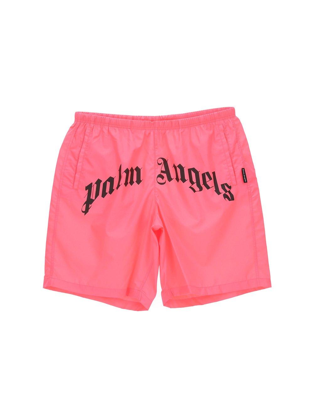 Palm Angels Curved Logo-printed Swim Shorts