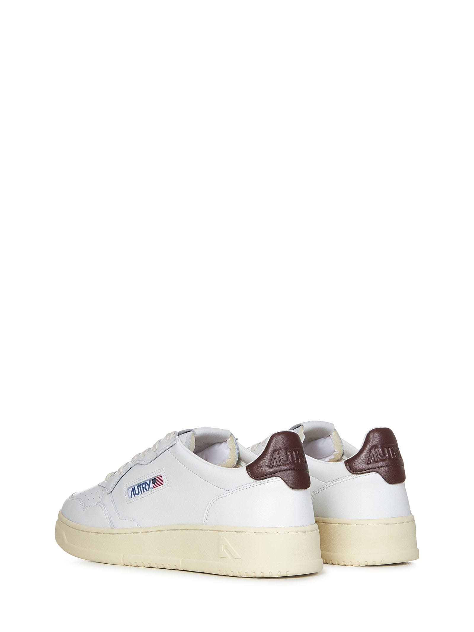 Shop Autry Medalist Low Sneakers In Wht/brown