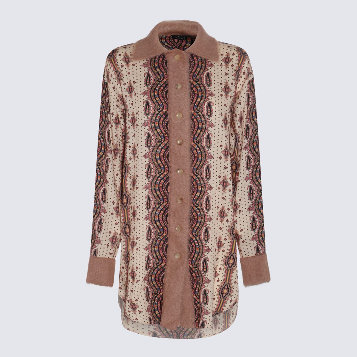 Shop Etro Multicolor Wool And Silk Shirt In White
