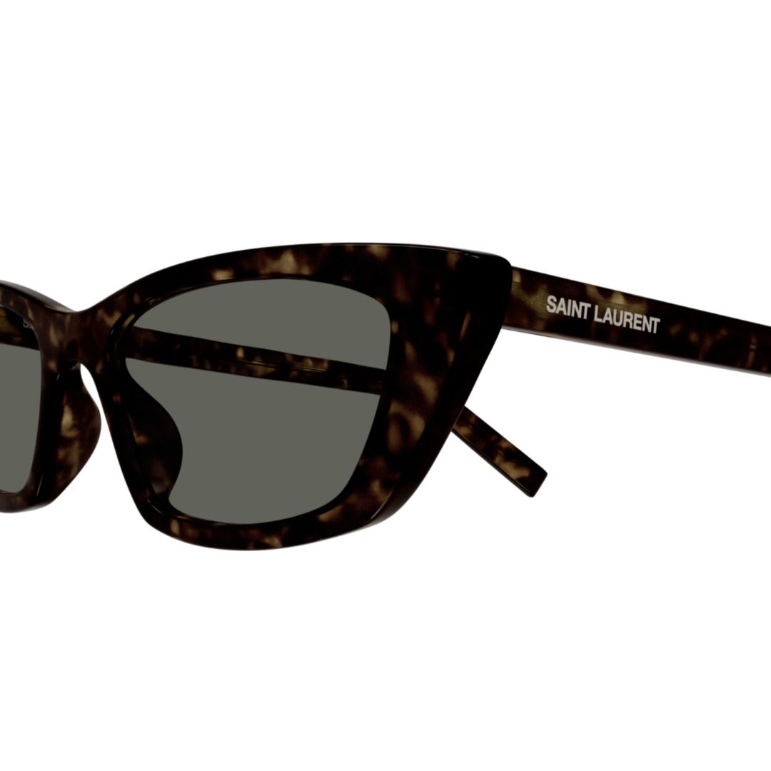 Saint Laurent Sleek Acetate Cat-eye Sunglasses In 010 Havana Havana Grey