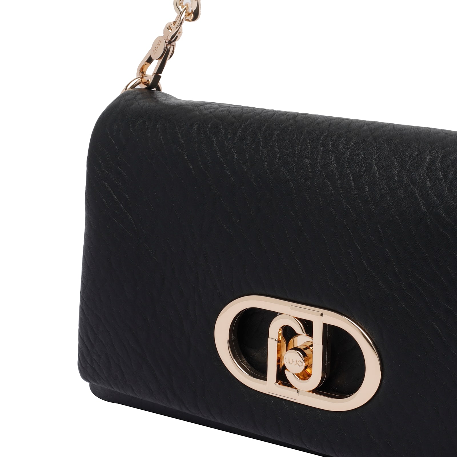 Liu •jo Medium Lapuffy Shoulder Bag With Chain Strap In Black