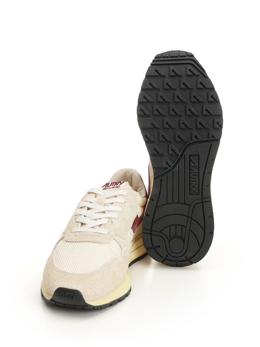 Autry Low Suede Net Sneakers With Contrast Panel In Multi
