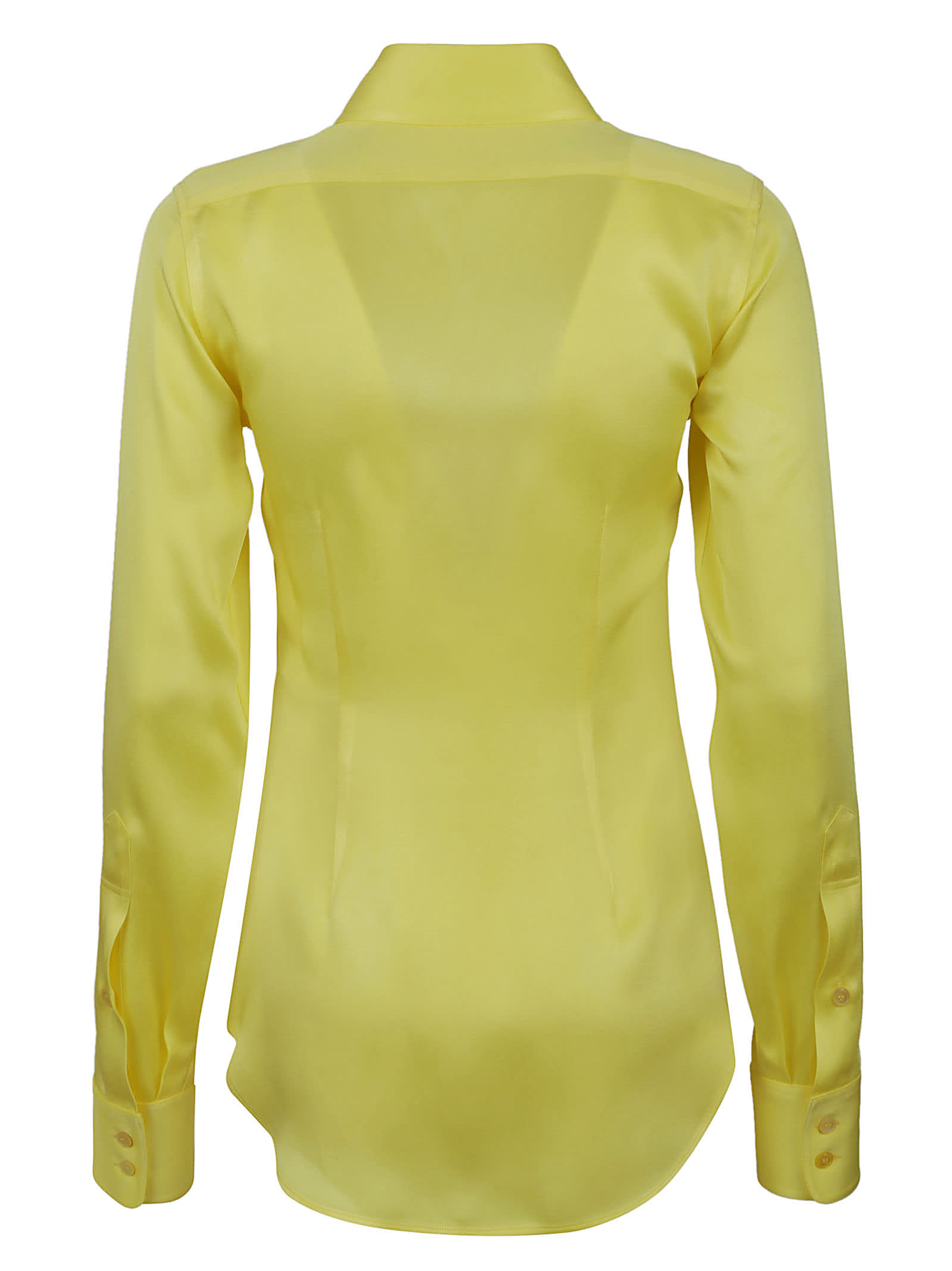 Stella Mccartney Yellow Satin Shirt With Double Pocket In Yellow