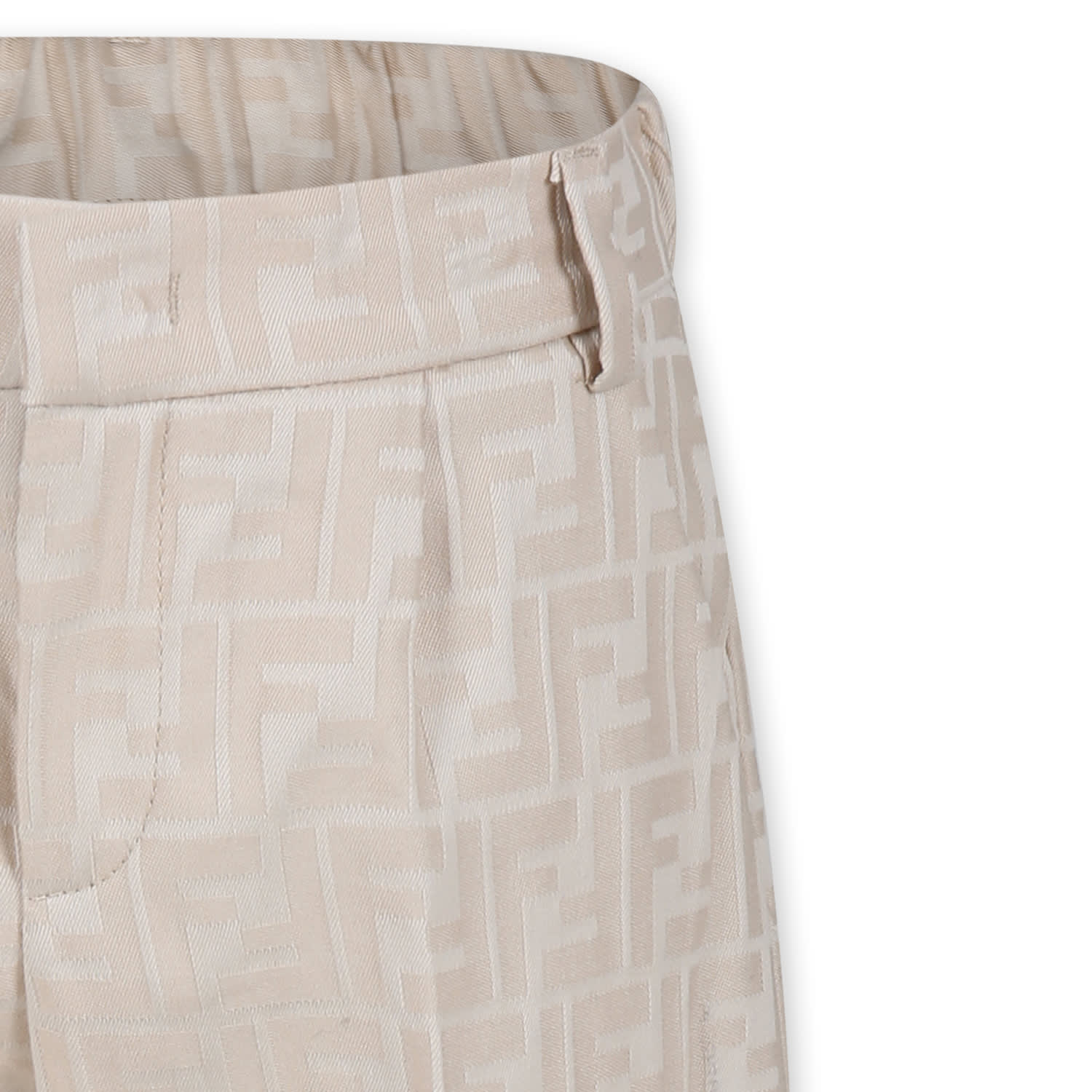Fendi Beige Trousers For Boy With Ff In Beige