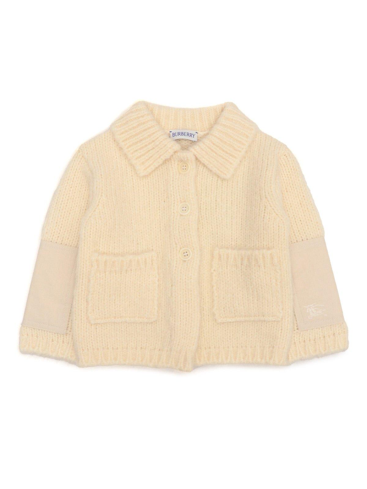 Burberry Single-breasted Knitted Cardigan In White