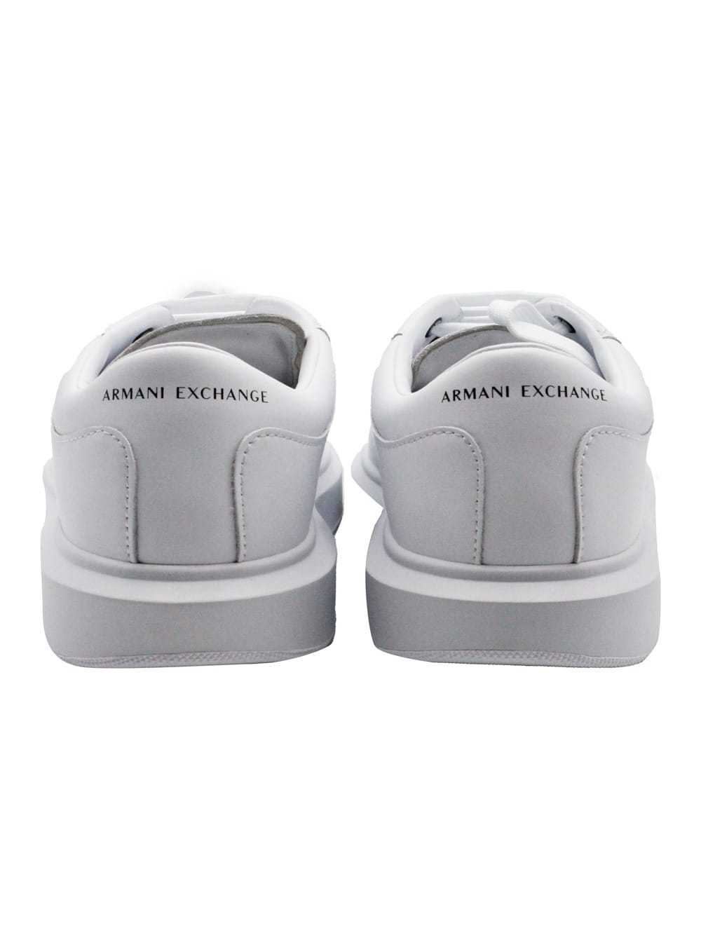 Shop Armani Collezioni Leather Sneakers With Matching Box Sole And Lace Closure. Small Logo On The Tongue And Back In White