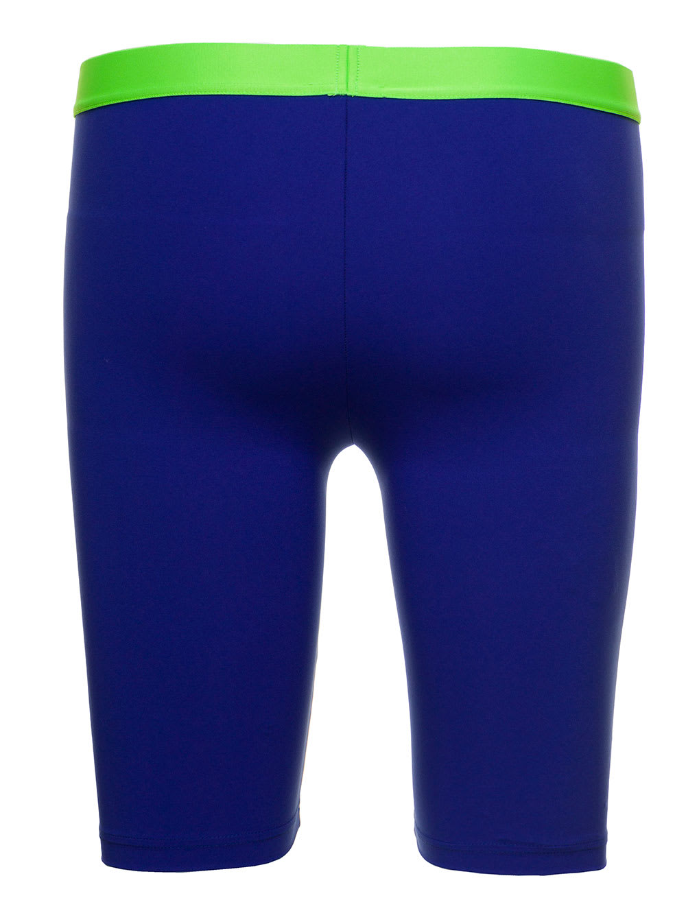 Shop Dsquared2 Blue And Bright Green Biker Shorts With Logo Waistband In Stretch Polyamide Woman D-sqaured2