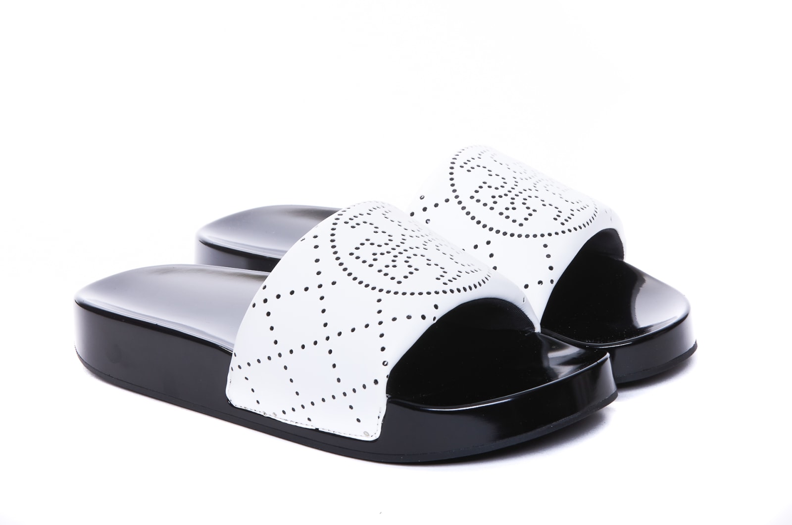 Shop Tory Burch Double T Sliders In White