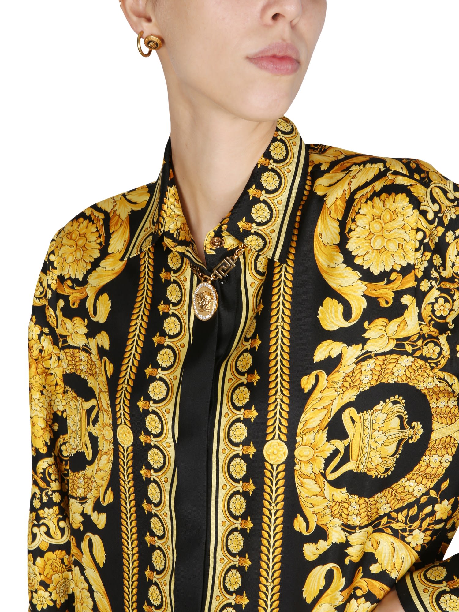 Shop Versace Baroque Print Shirt In Giallo