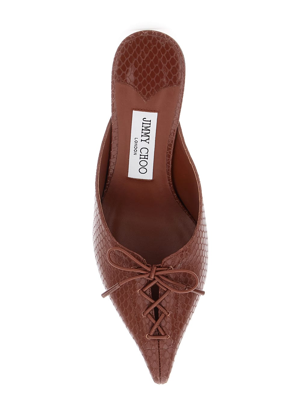 Jimmy Choo Scarlett 50 Leather Snake-print Mules In Brown