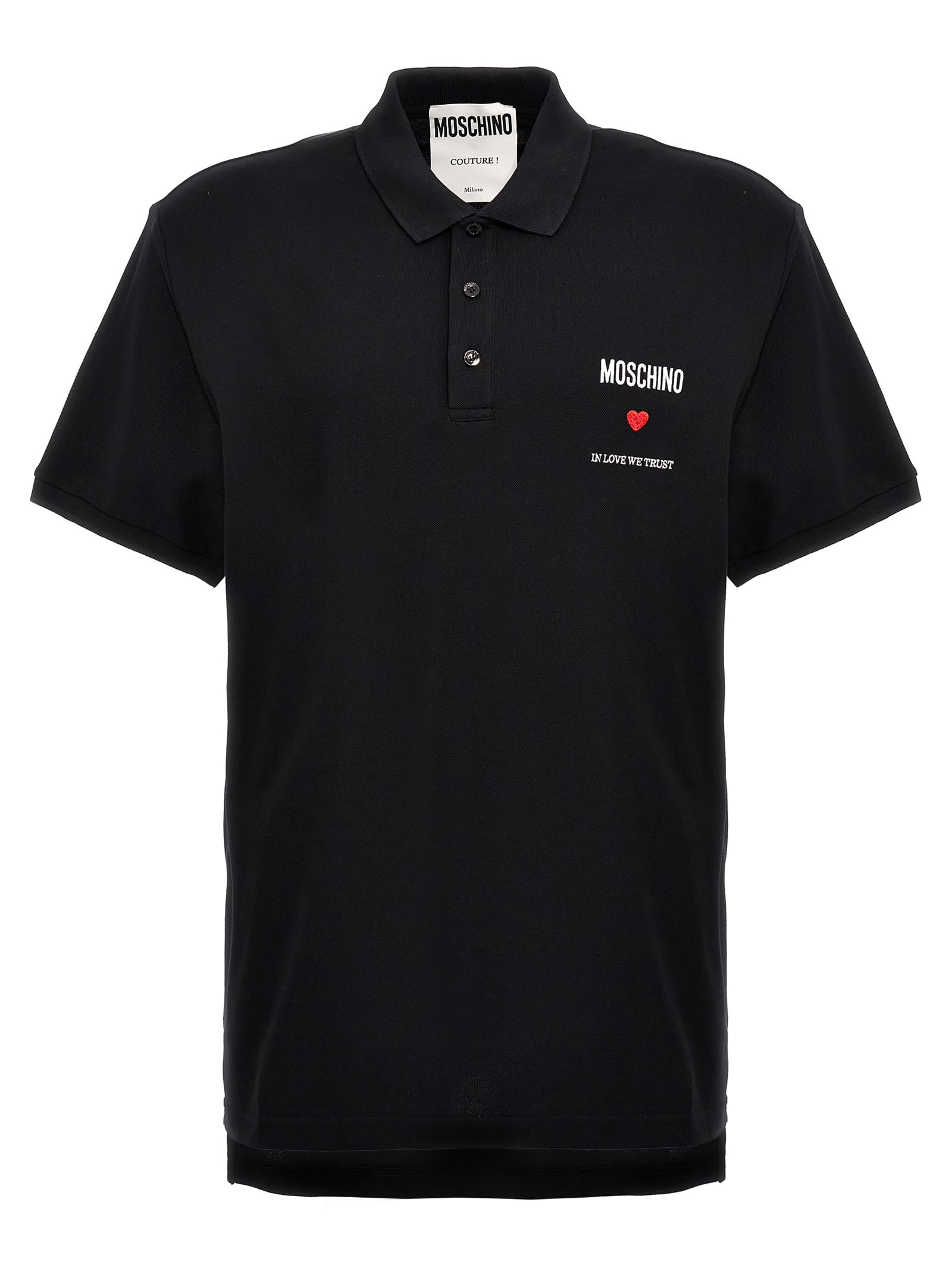 Shop Moschino In Love We Trust Polo Shirt In Black