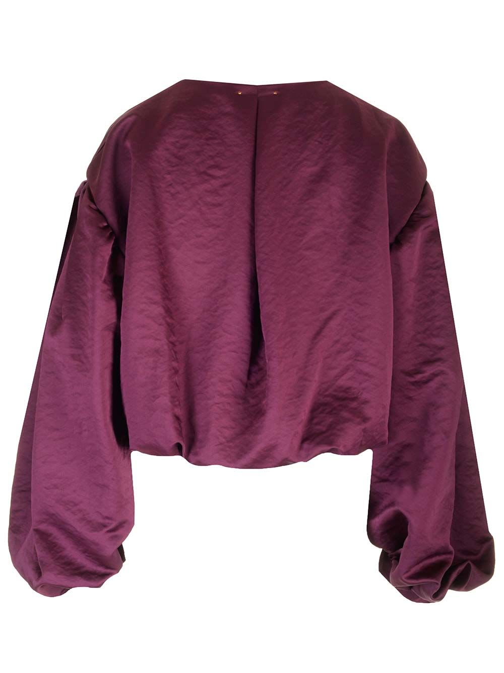 Shop Forte Forte Silk Duchesse Bolero Jacket In Bordeaux