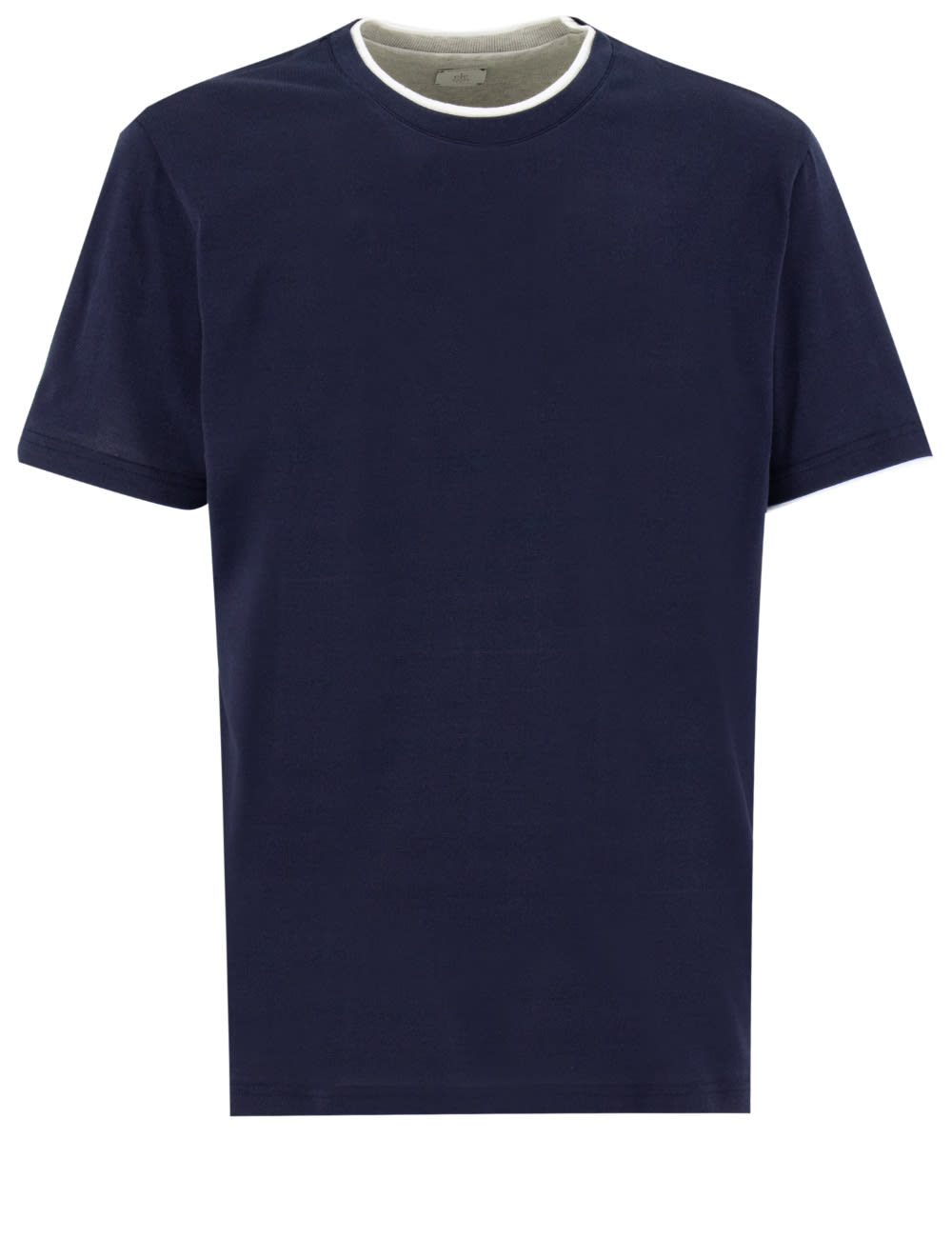 Black Crewneck T-shirt With Layered Collar In Cotton Man