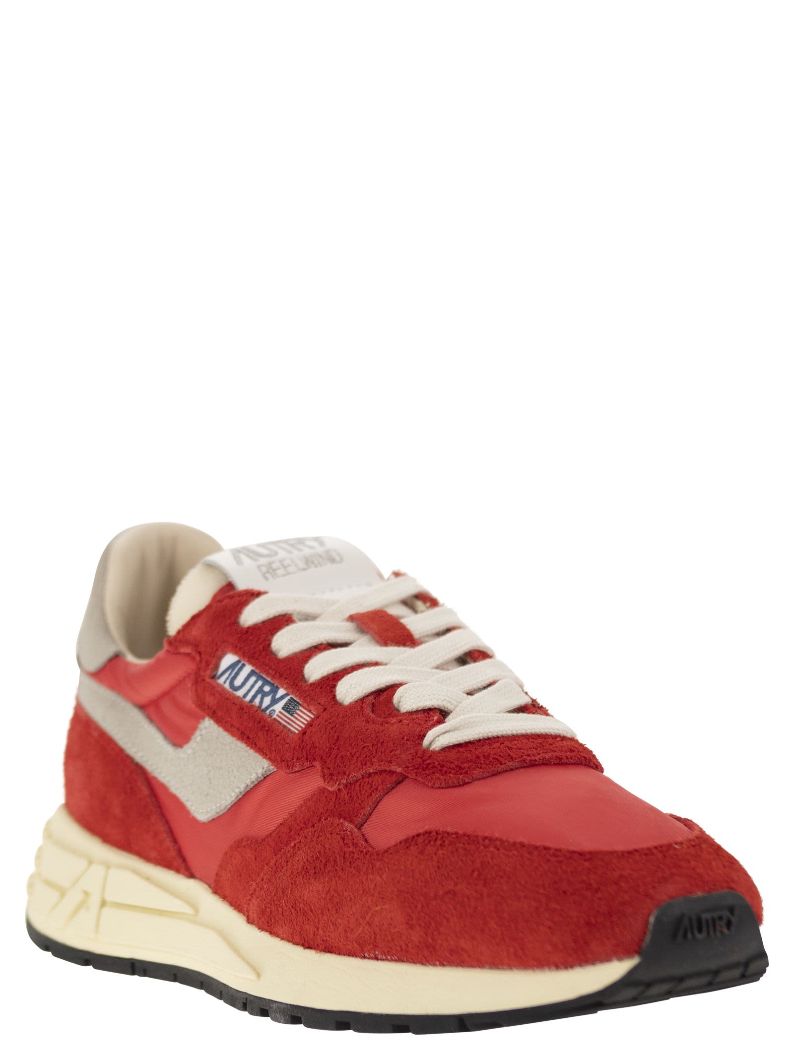 Autry Sneakers Reelwind Low In Nylon And Suede Red In Red