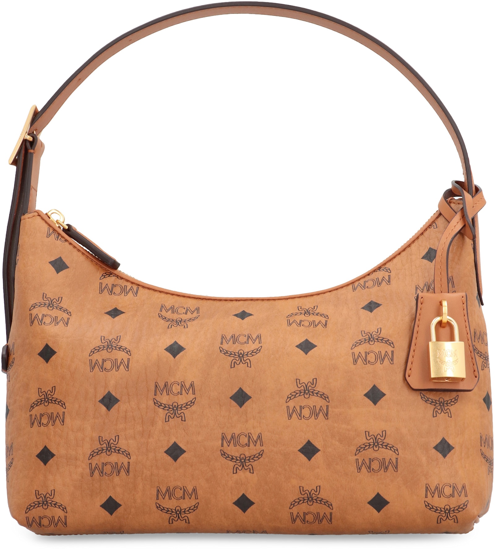Mcm Small Aren Hobo Bag In Brown