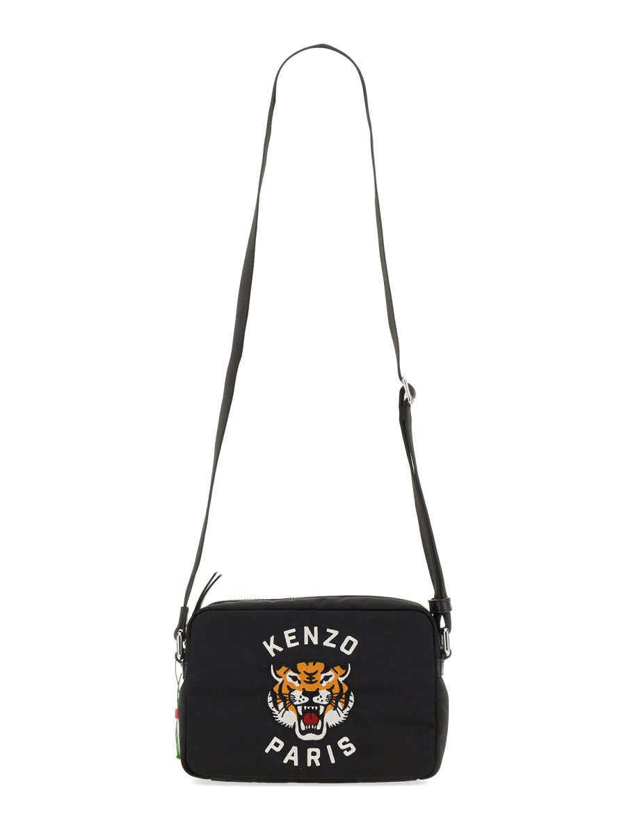 Kenzo Varsity Embroidered Shoulder Bag In Black