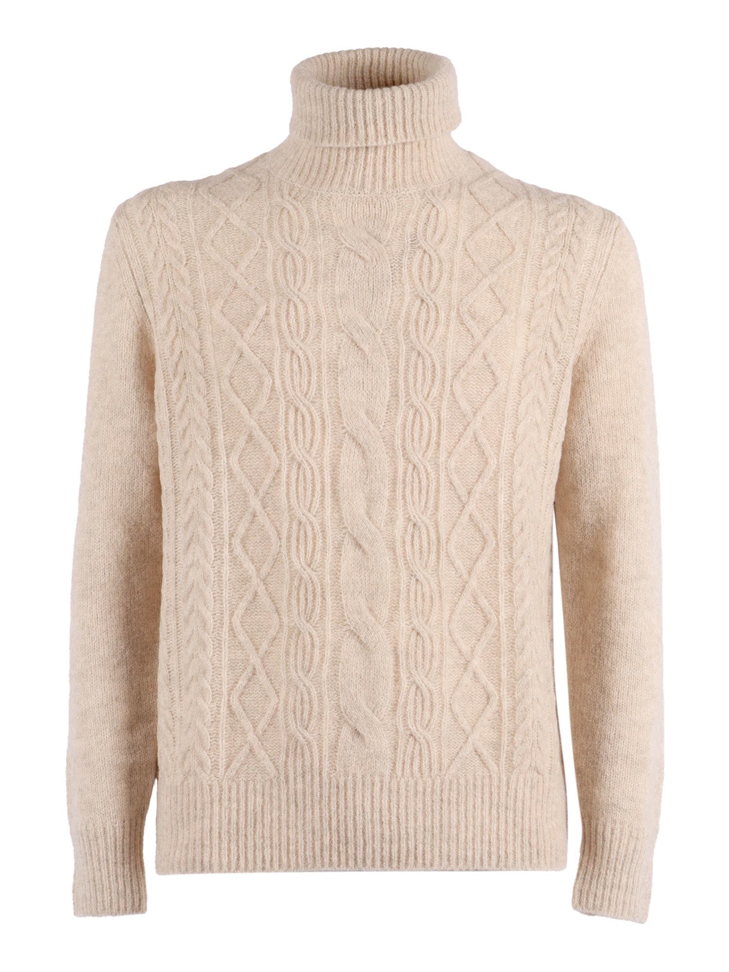 Ballantyne Fine Knit High-neck Pullover With Ribbed Details In Neutral