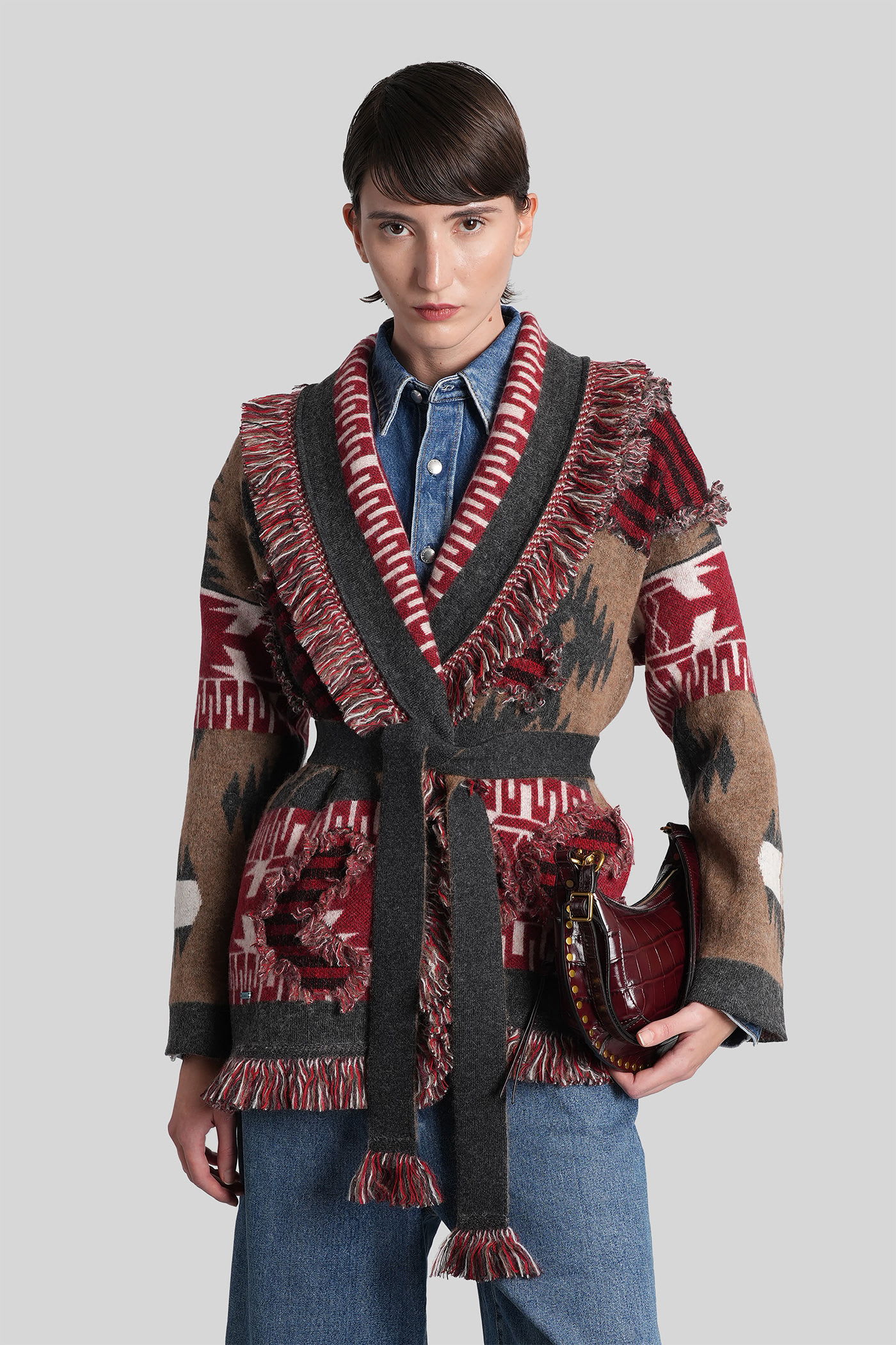 Alanui Cardigan In Multicolor Wool In Multi