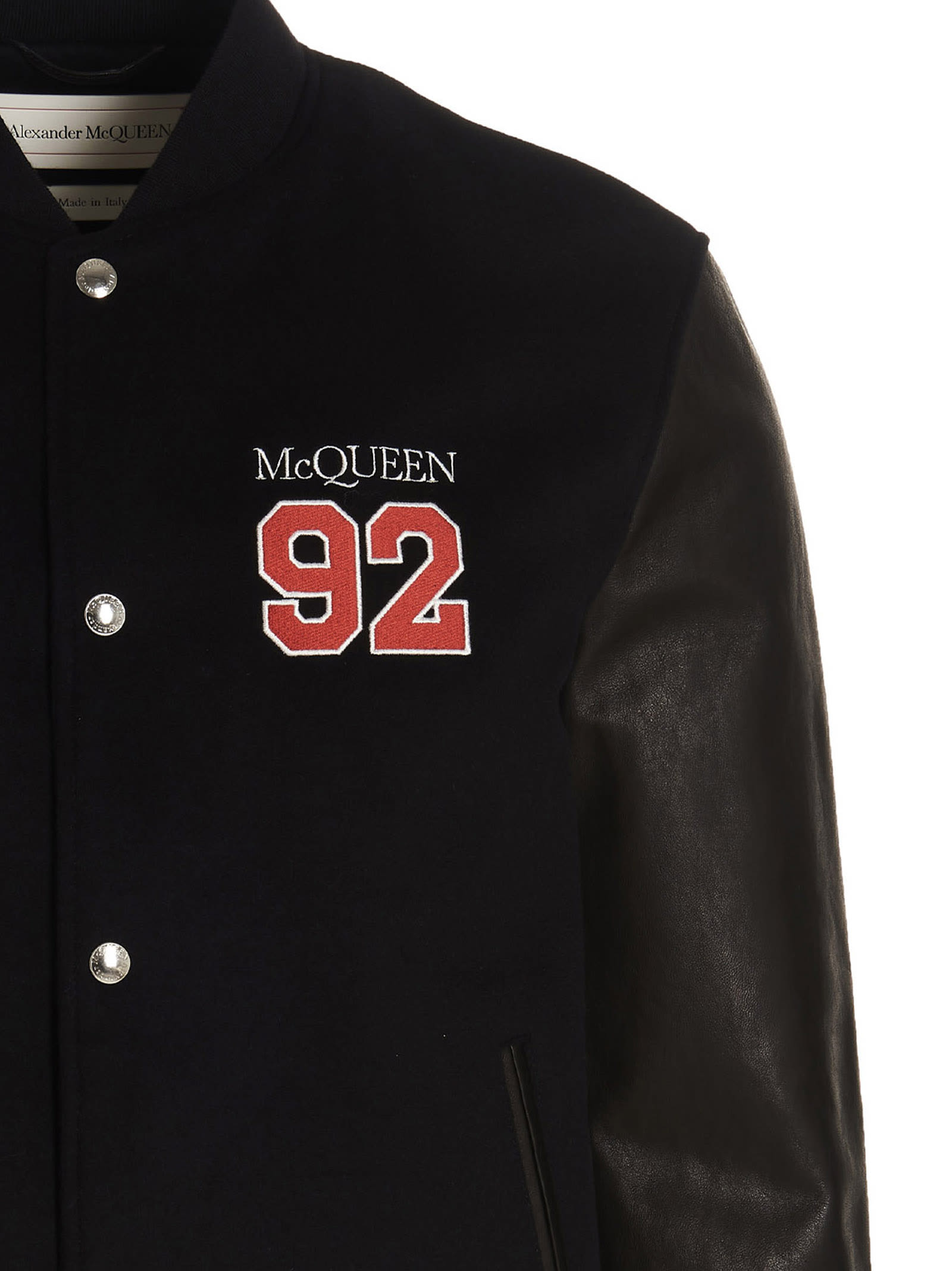 Alexander Mcqueen Logo-embroidered Varsity Jacket In Black