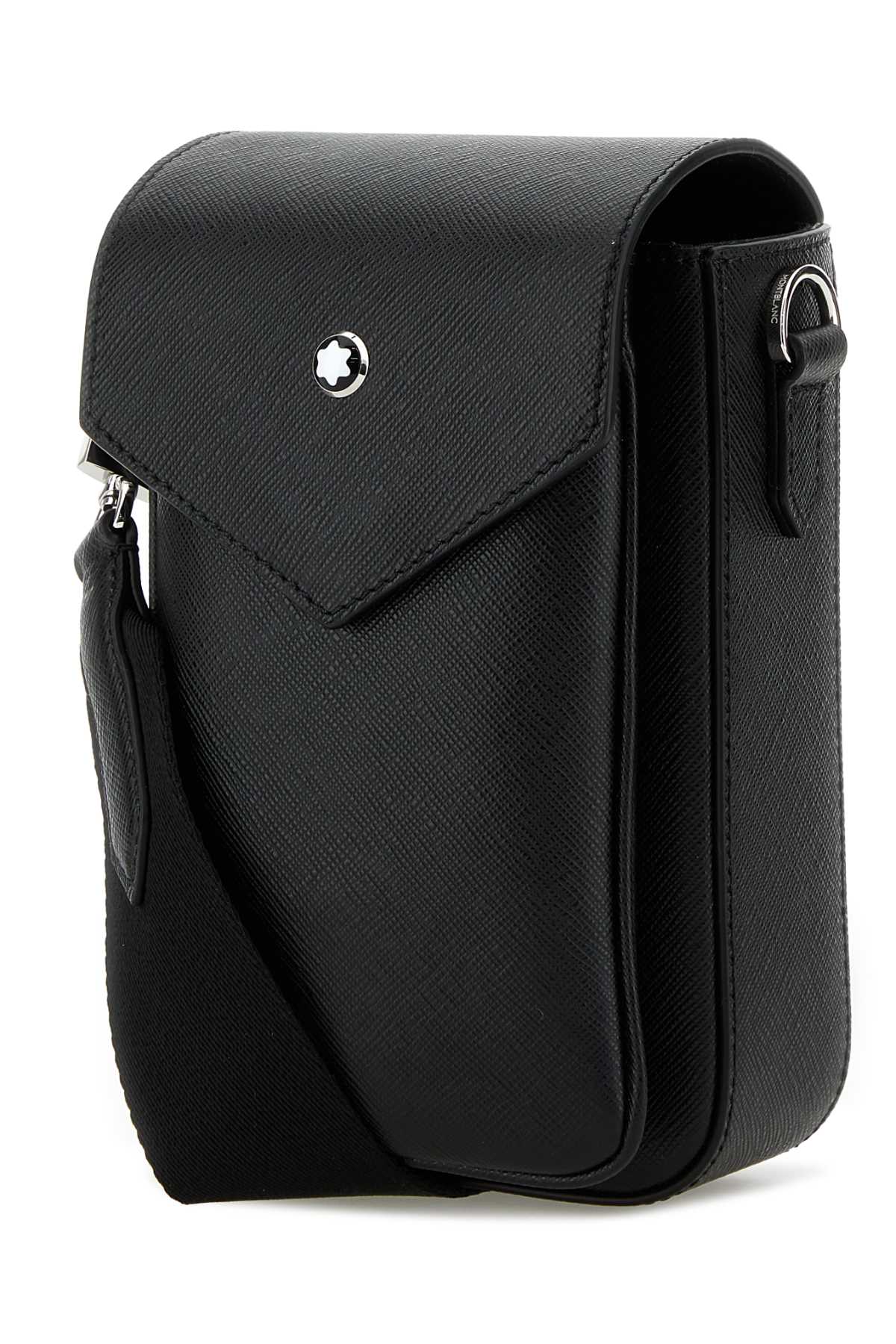 Shop Montblanc Black Leather Messenger Crossbody Bag In 000