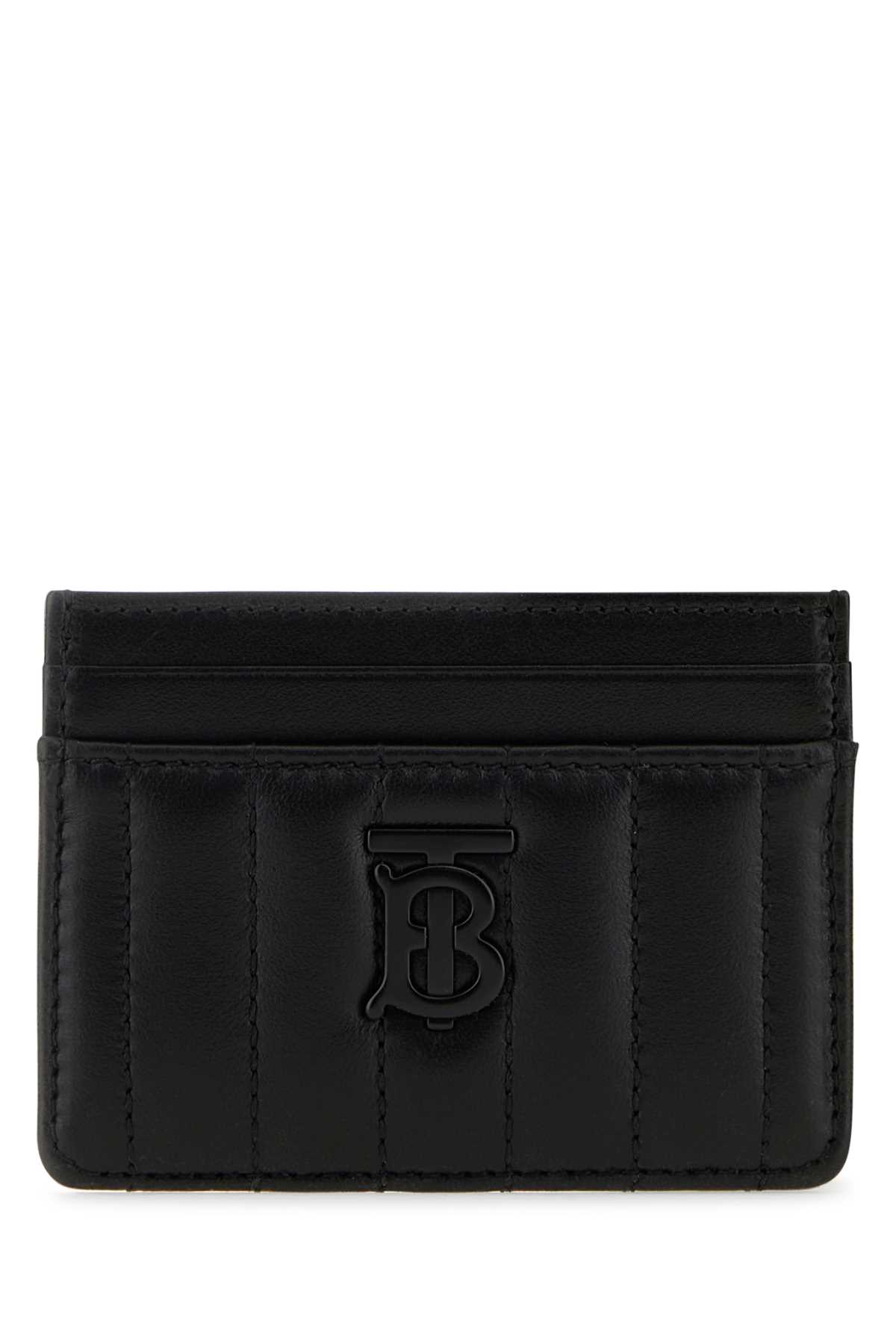 Shop Burberry Black Leather Card Holder In Blackblack