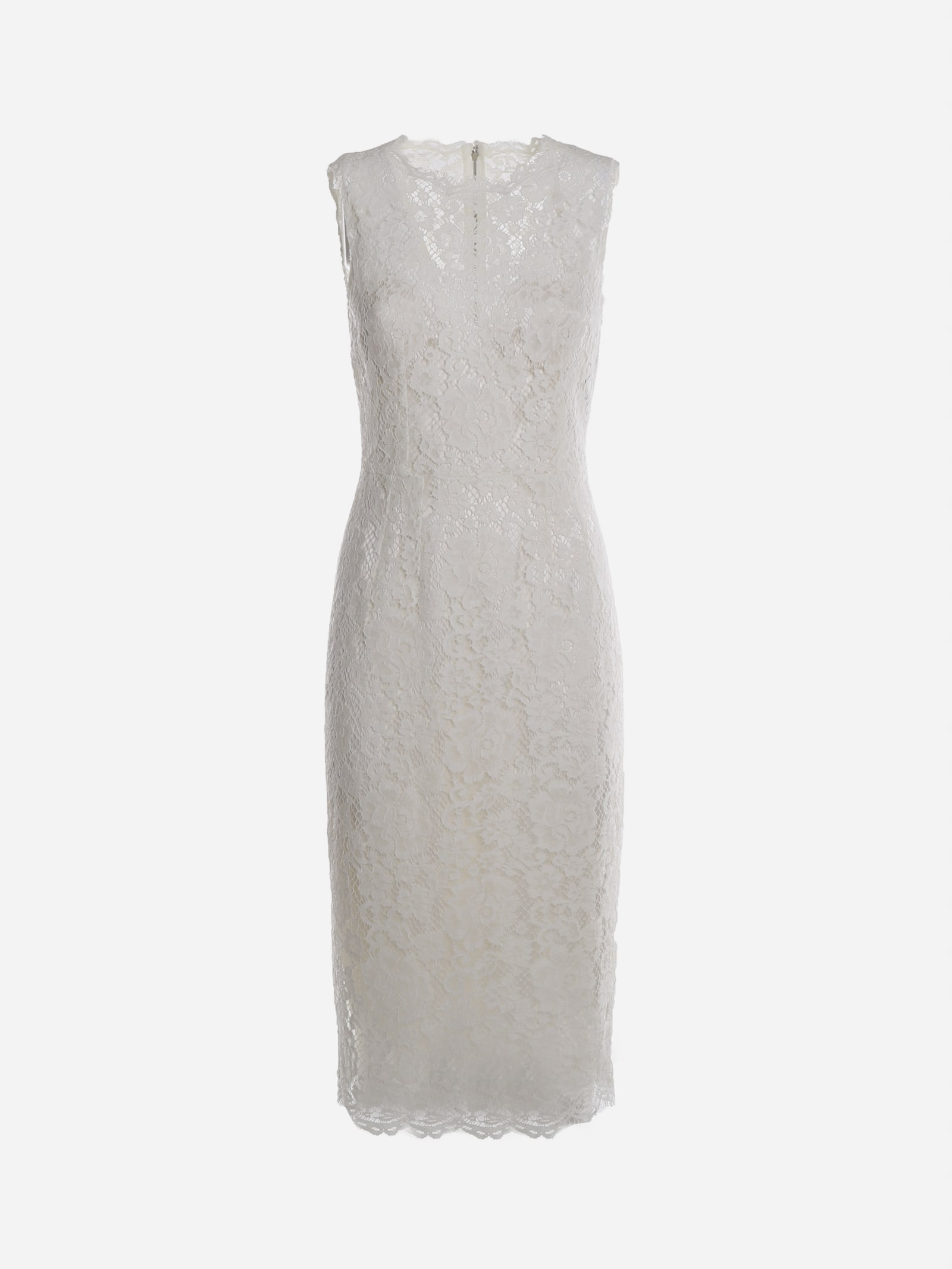 Dolce & Gabbana White Lace Midi Dress