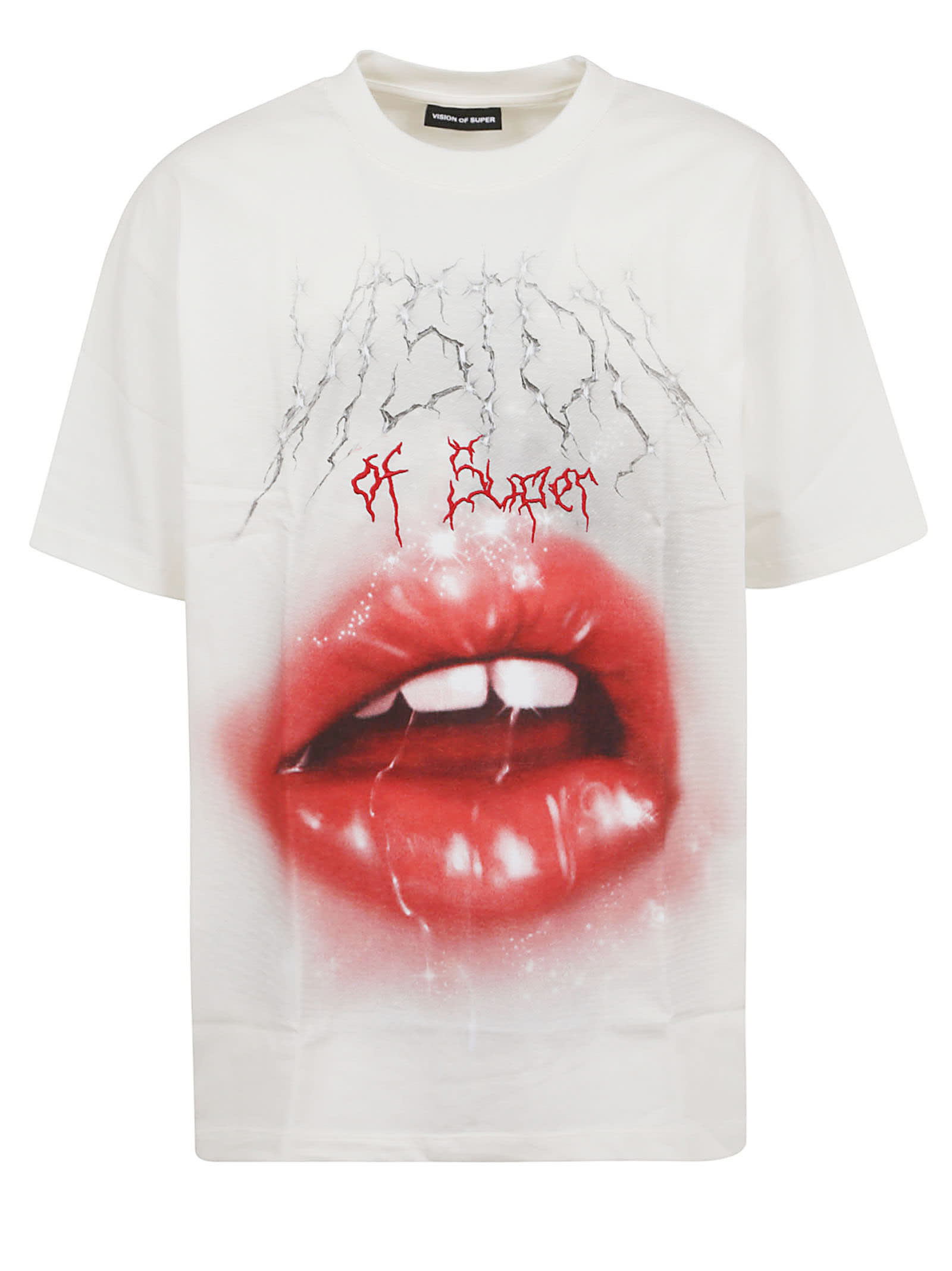 VISION OF SUPER WHITE T-SHIRT WITH ROCK MOUTH PRINT