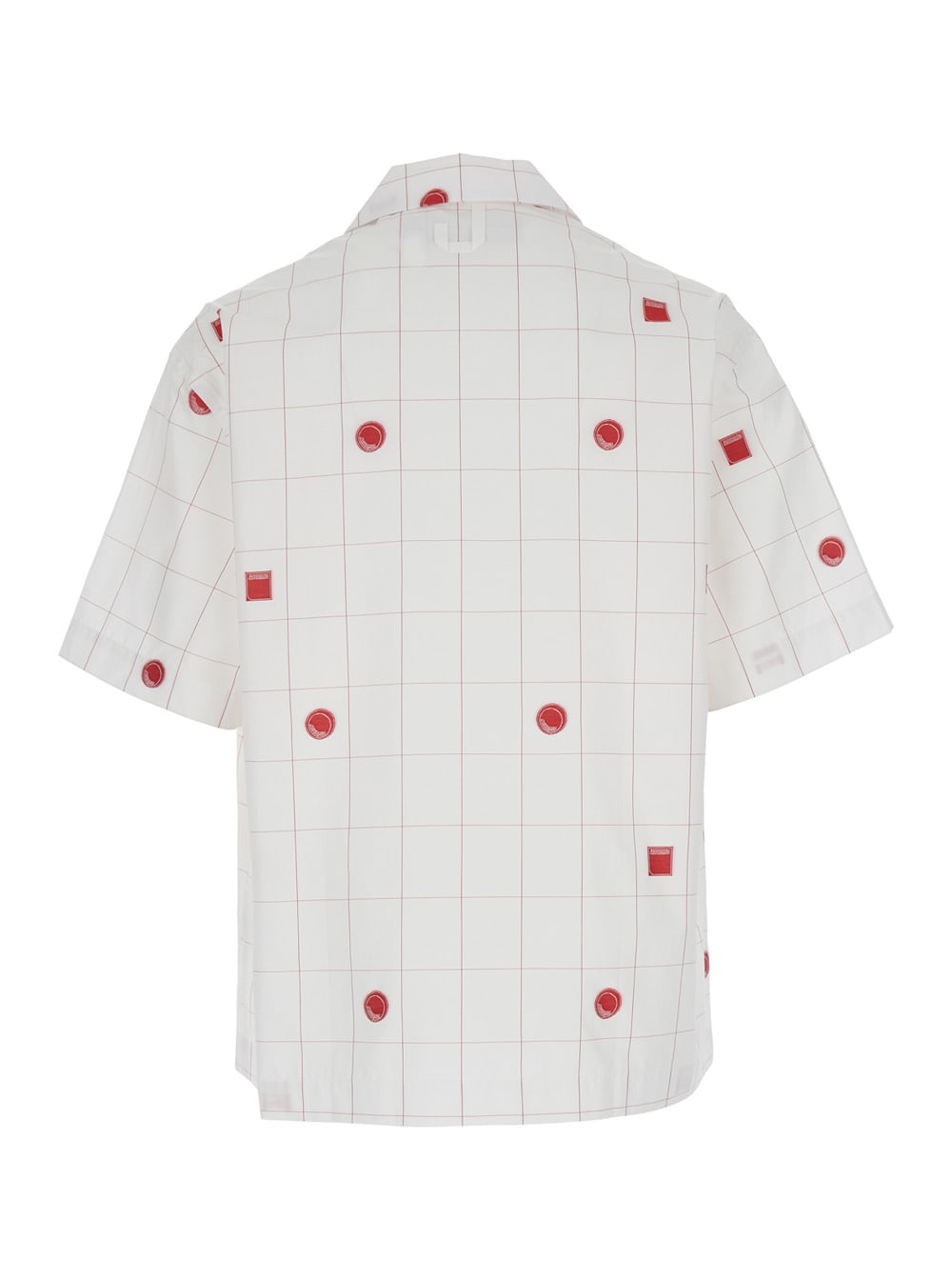 Shop Jacquemus La Chemise Jean White Shirt With Cuban Collar And All-over Logo Motif In Cotton Man