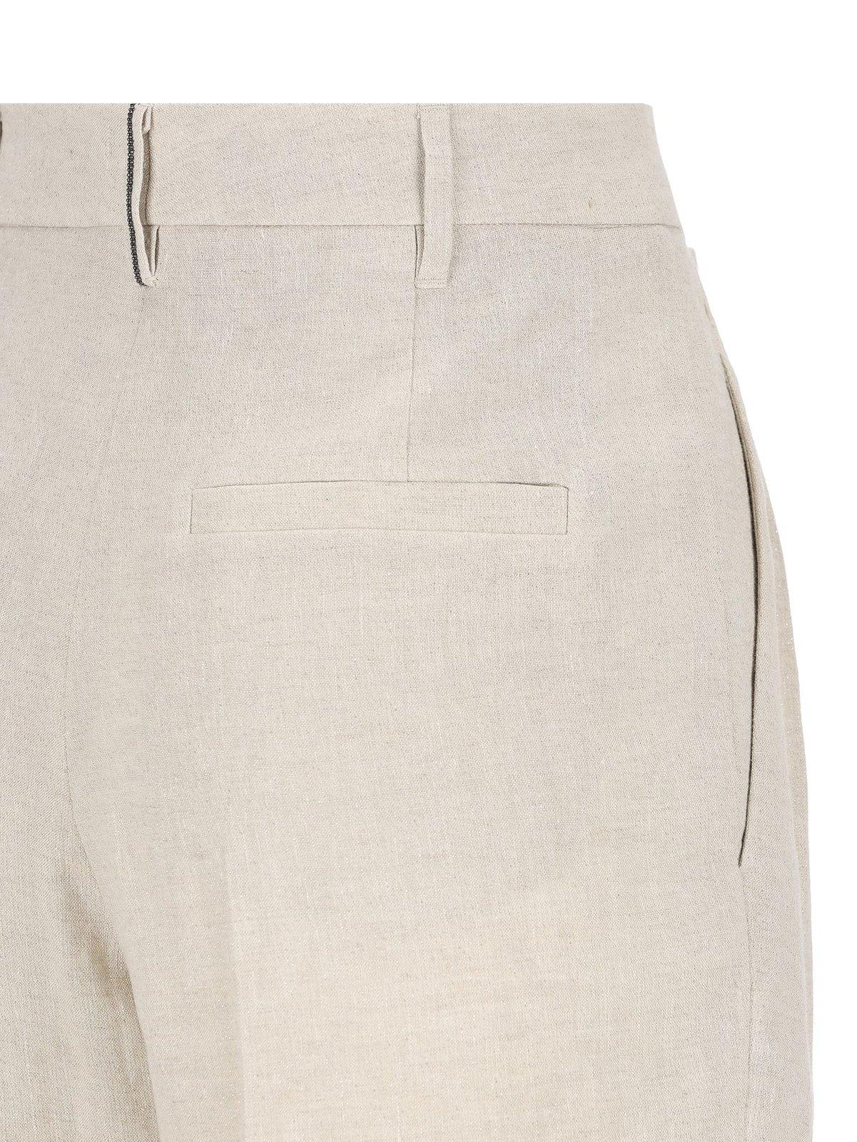 Brunello Cucinelli Monili Embellished Sparkling Slouchy Trousers In Beige