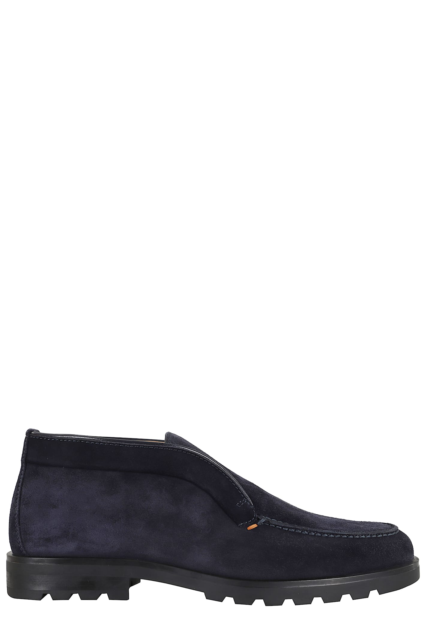 Santoni Rock Ankle Boot In Suede In Blue