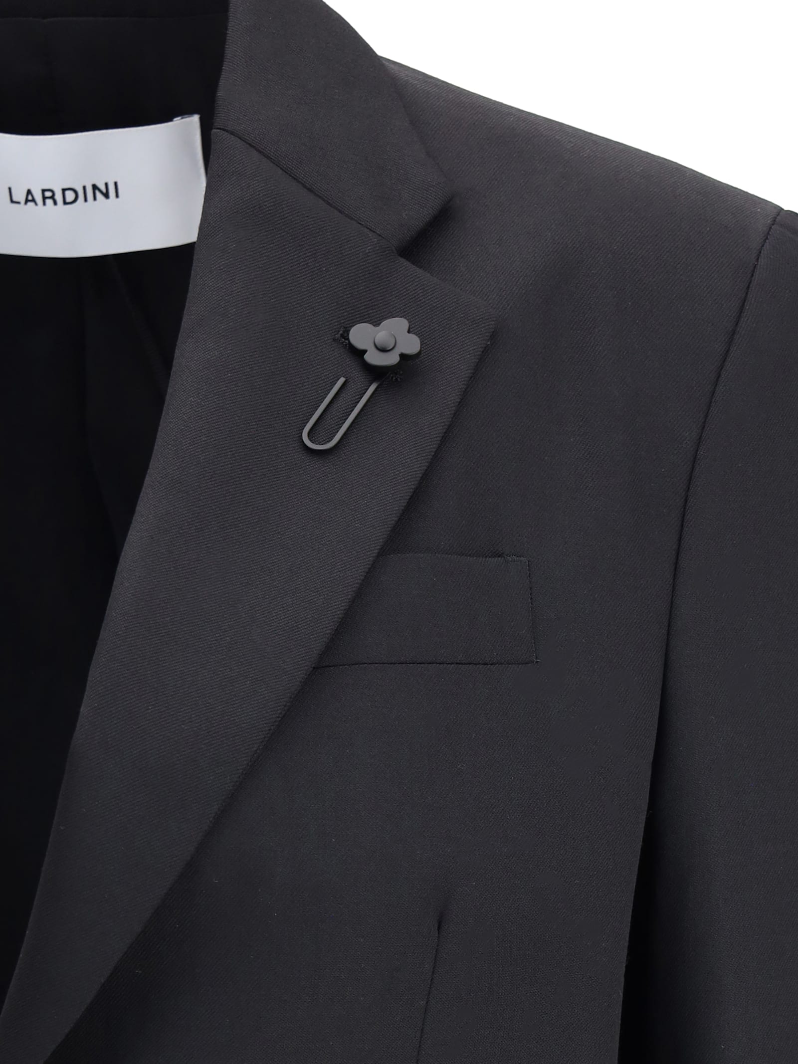 Lardini Single-breasted Wool Drill Jacket In Black